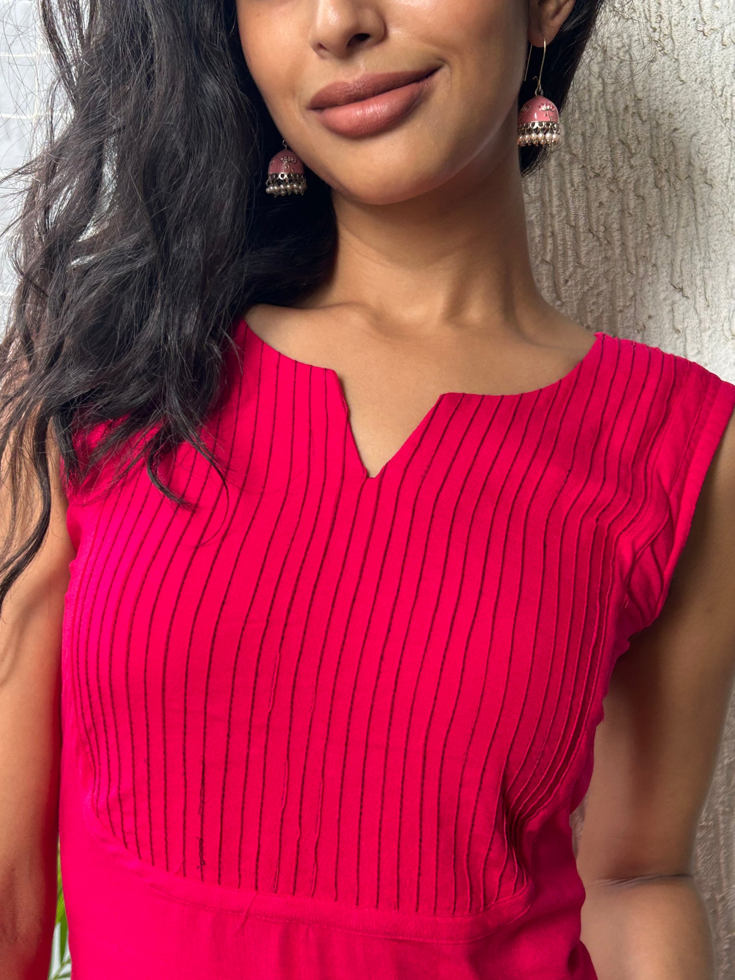 QUEEN Kurti - medium length modest RANI PINK corset kurti