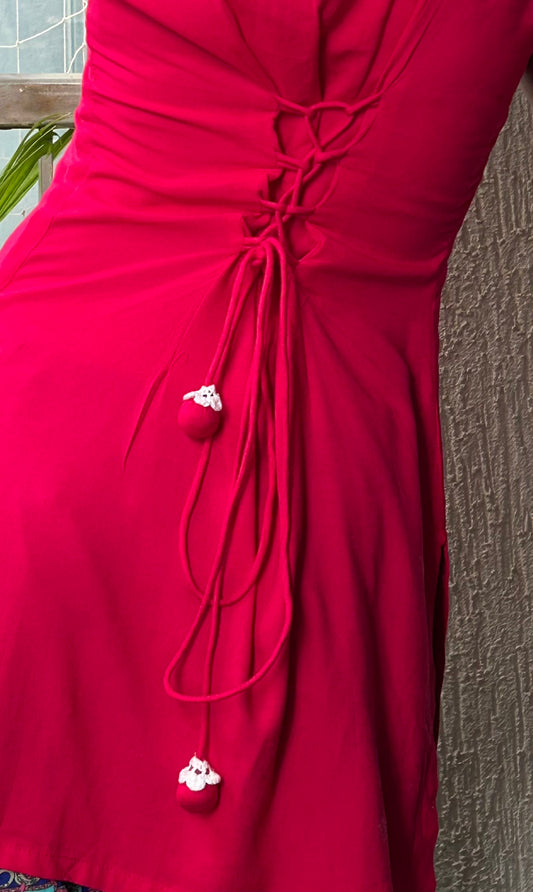QUEEN Kurti - medium length modest RANI PINK corset kurti