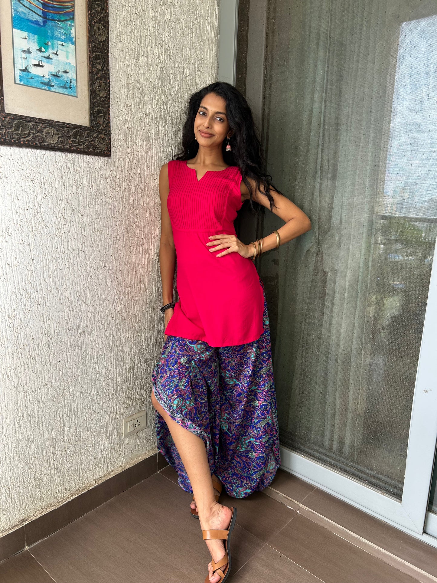 QUEEN Kurti - medium length modest RANI PINK corset kurti