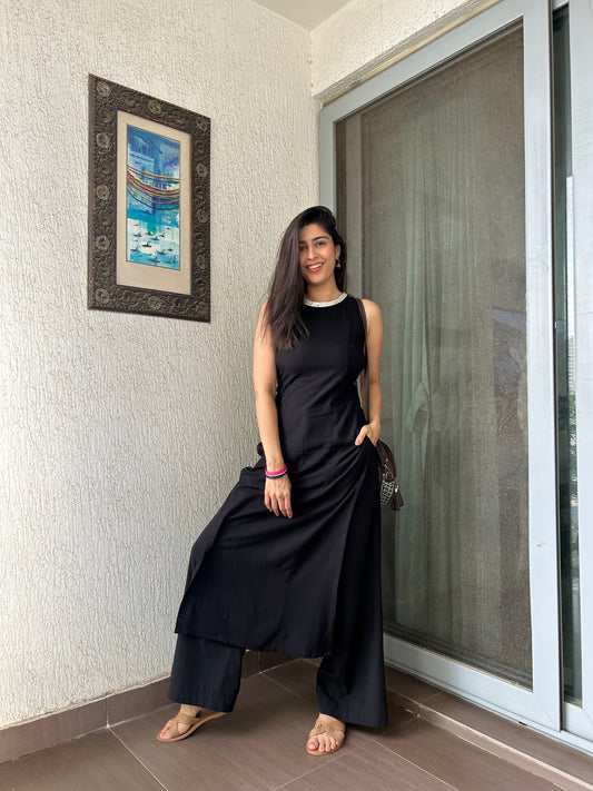 CATERPILLAR Kurti - Black Backless criss-cross Long kurti