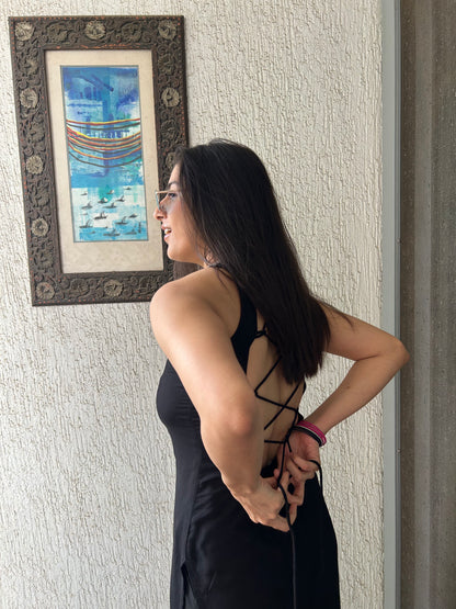 CATERPILLAR Kurti - Black Backless criss-cross Long kurti