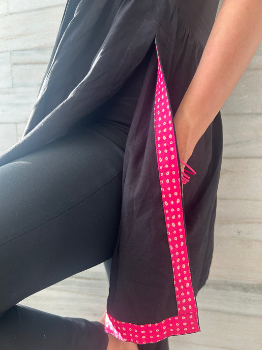 KAADHA - BLACK Halterneck Kurti